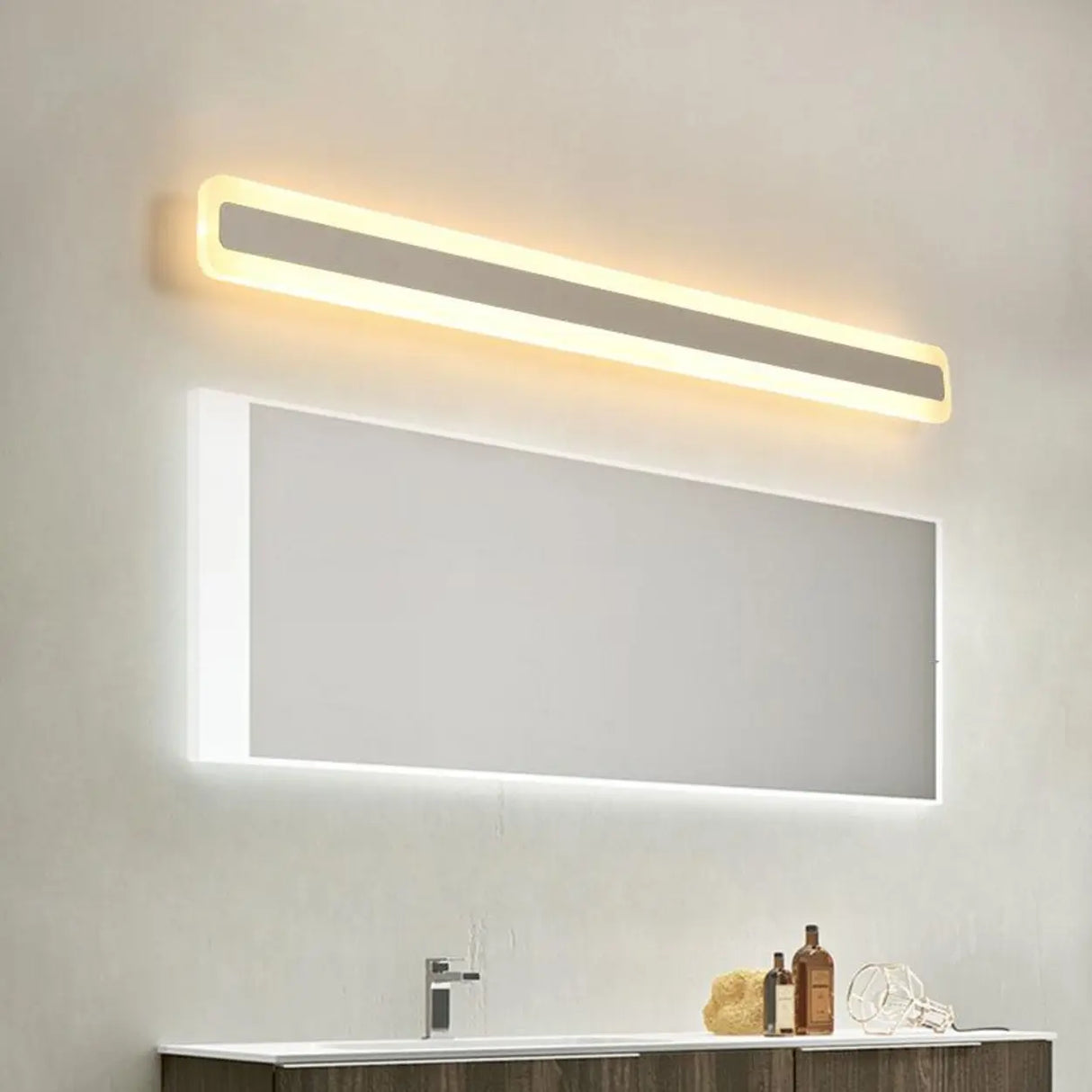 Minimalist White Rectangular LED Bathroom Vanity Light Image - 6