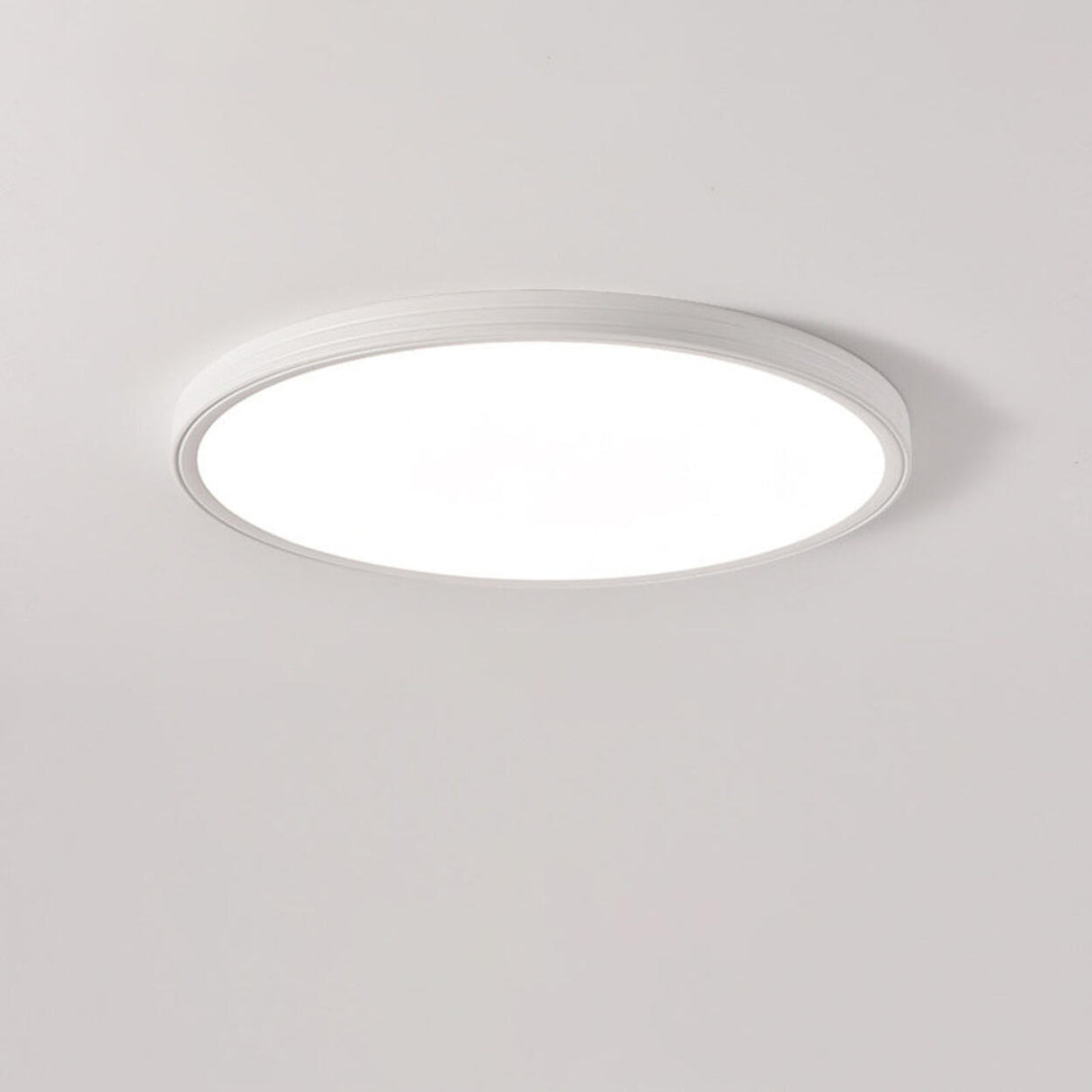 Minimalist White Rectangular LED Flush Mount Fixture Image - 3