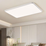 Minimalist White Rectangular LED Flush Mount Fixture Image - 4