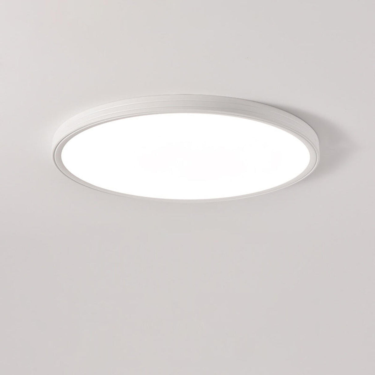 Minimalist White Rectangular LED Flush Mount Fixture Image - 5