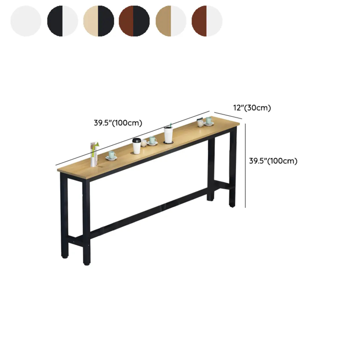 Minimalist White Rectangular Wood Bar Table With Footrest 