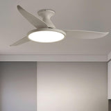 Minimalist White Remote Metal LED Ceiling Fan Light Image - 3