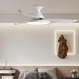 Minimalist White Remote Metal LED Ceiling Fan Light Image - 4