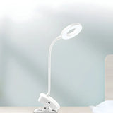 Minimalist White Ring Clip-On LED Study Table Lamp Image - 1