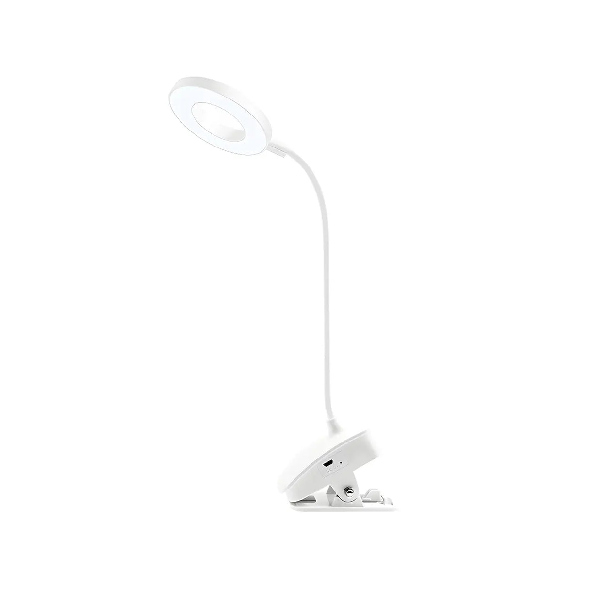 Minimalist White Ring Clip-On LED Study Table Lamp Image - 5