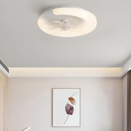 Minimalist White Ring Flush LED Ceiling Fan with Light Image - 1