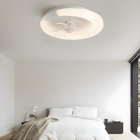 Minimalist White Ring Flush LED Ceiling Fan with Light Image - 2