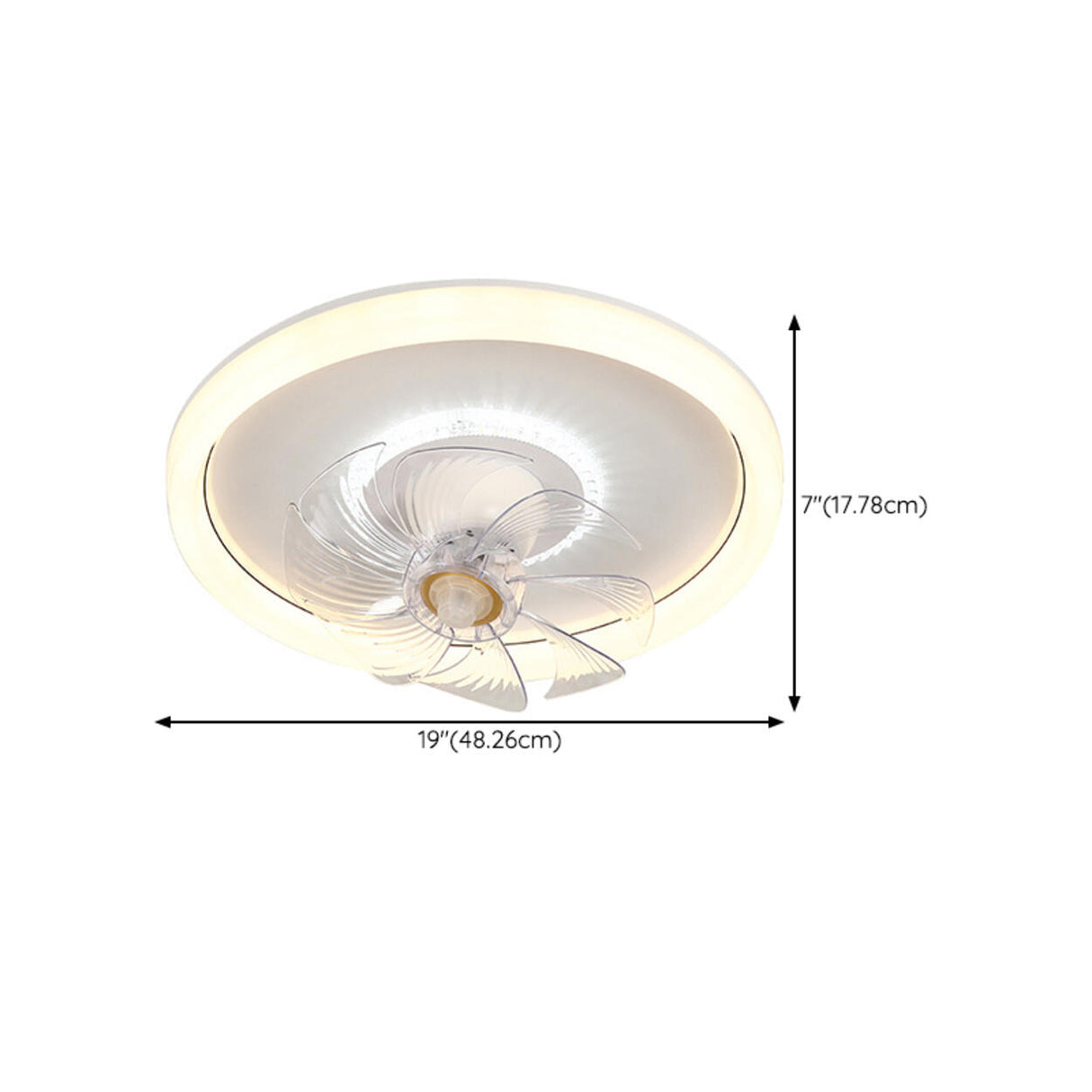 Minimalist White Round 8 Clear Blade Ceiling Fan Light 