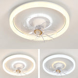 Minimalist White Round 8 Clear Blade Ceiling Fan Light Image - 8