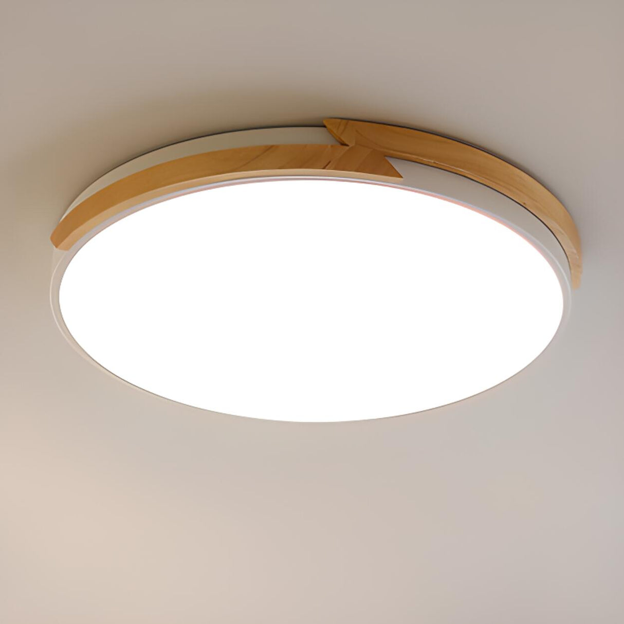 Minimalist White Round Bedroom Flush Mount Light Image - 12