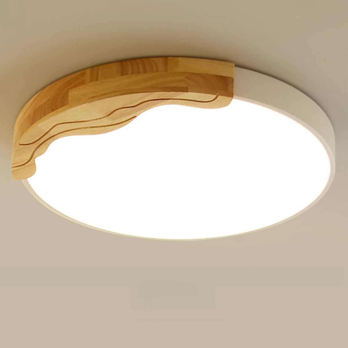 Minimalist White Round Bedroom Flush Mount Light Image - 13