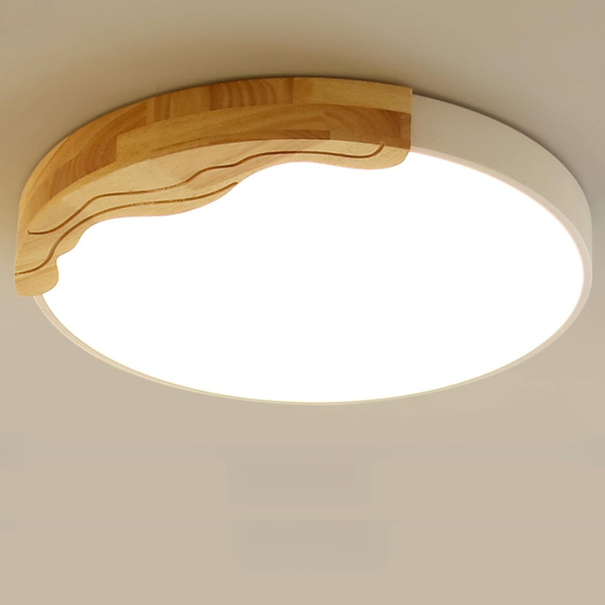 Minimalist White Round Bedroom Flush Mount Light Image - 15