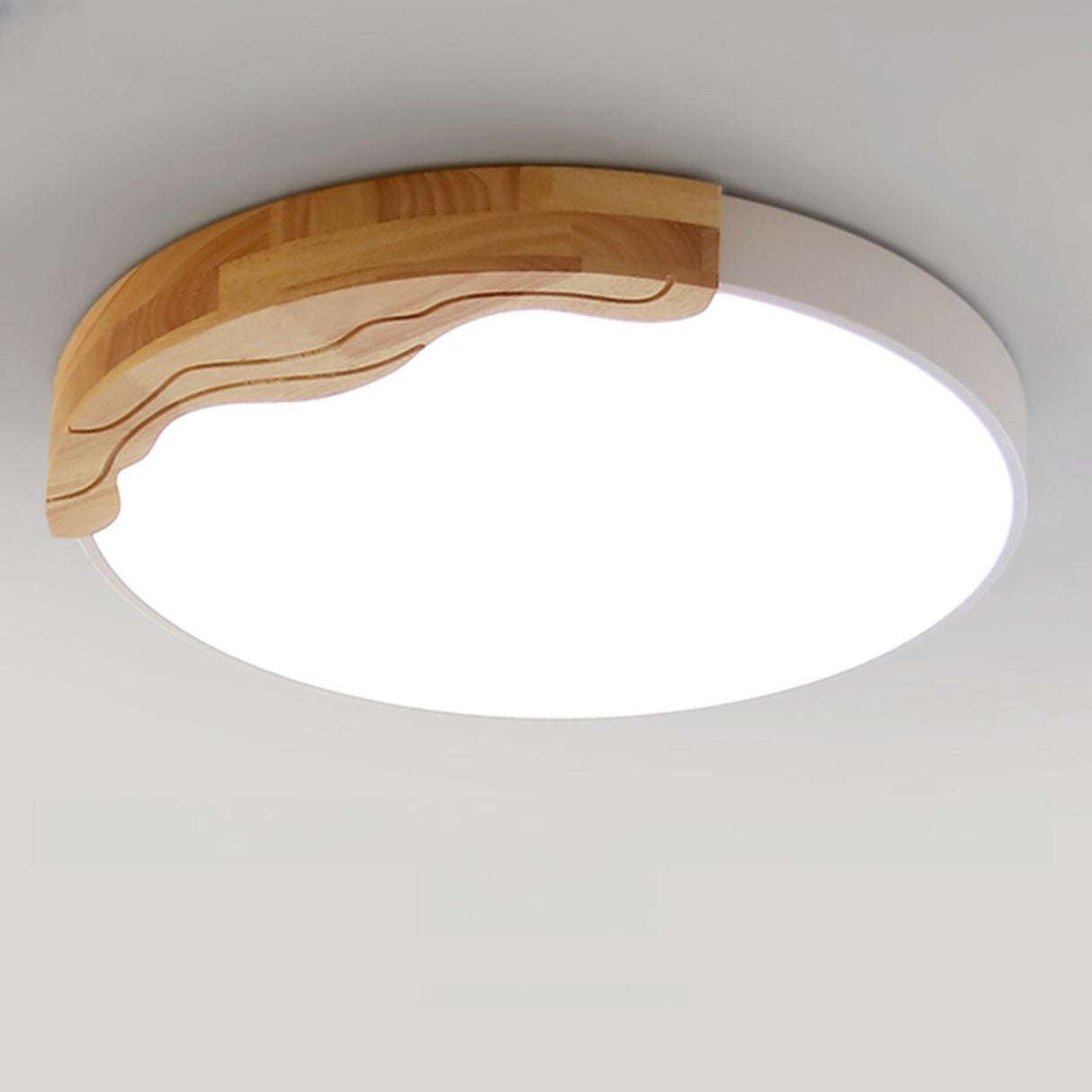 Minimalist White Round Bedroom Flush Mount Light Image - 3