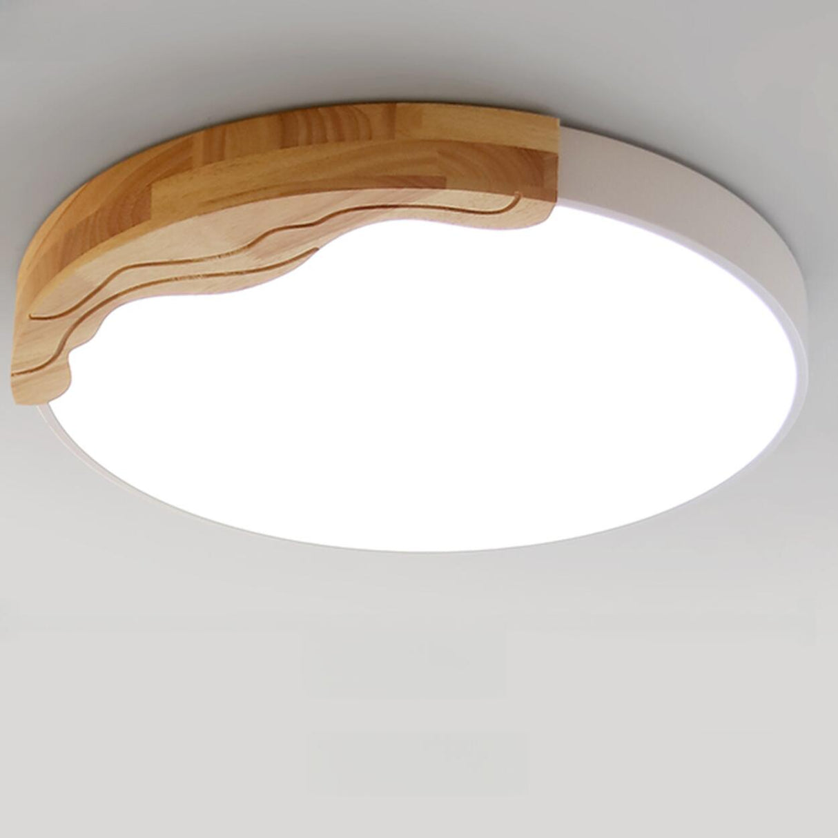 Minimalist White Round Bedroom Flush Mount Light Image - 7