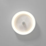 Minimalist White Round Flush Mount Ceiling Fan Light Image - 10