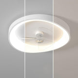 Minimalist White Round Flush Mount Ceiling Fan Light Image - 11