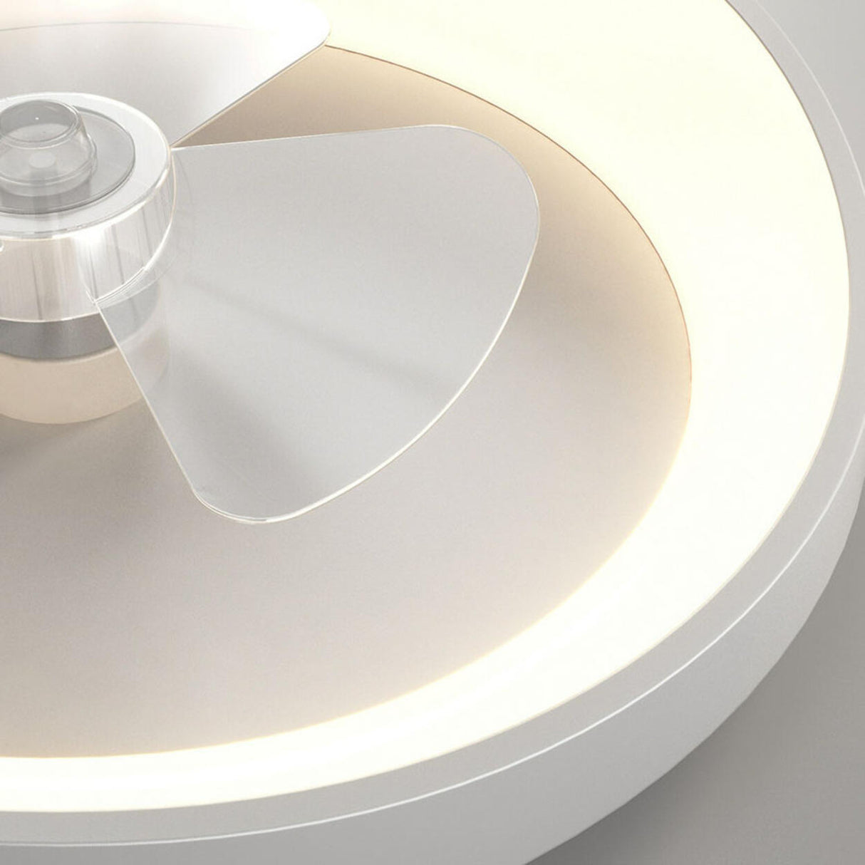 Minimalist White Round Flush Mount Ceiling Fan Light Image - 14