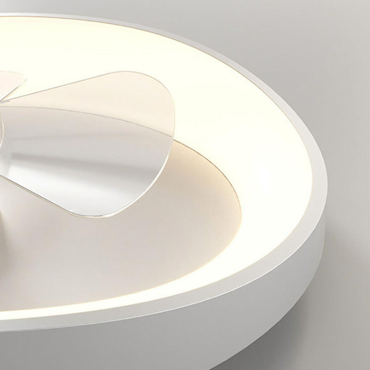 Minimalist White Round Flush Mount Ceiling Fan Light Image - 15