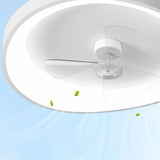 Minimalist White Round Flush Mount Ceiling Fan Light Image - 16