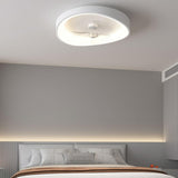 Minimalist White Round Flush Mount Ceiling Fan Light Image - 17