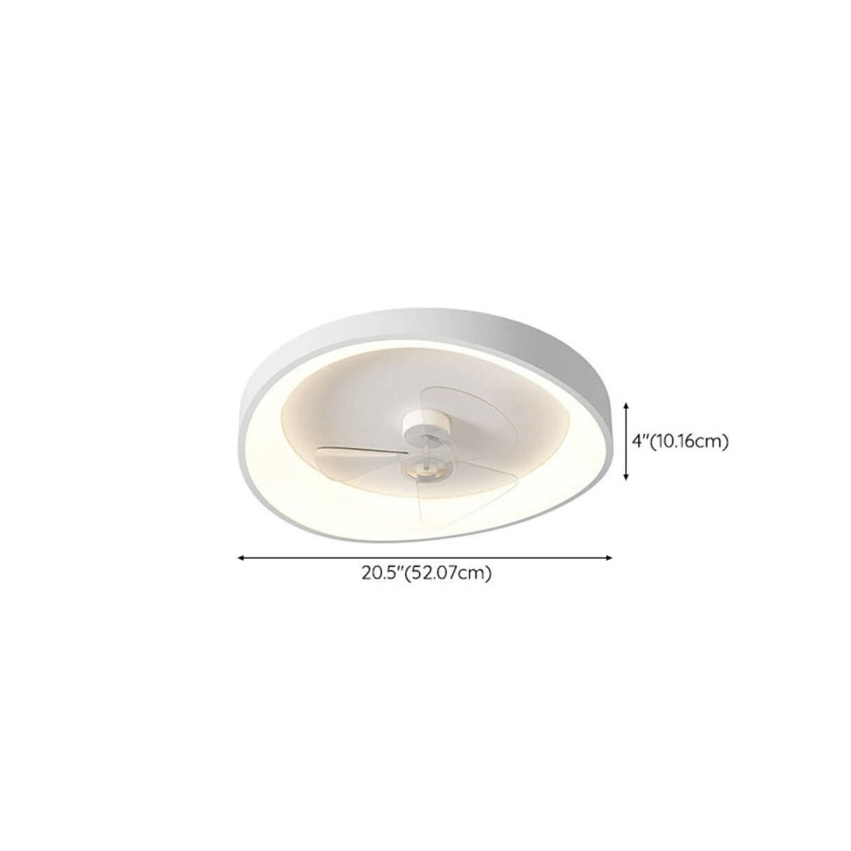 Minimalist White Round Flush Mount Ceiling Fan Light 