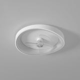 Minimalist White Round Flush Mount Ceiling Fan Light Image - 6