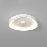 Minimalist White Round Flush Mount Ceiling Fan Light Image - 7