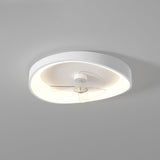 Minimalist White Round Flush Mount Ceiling Fan Light Image - 8