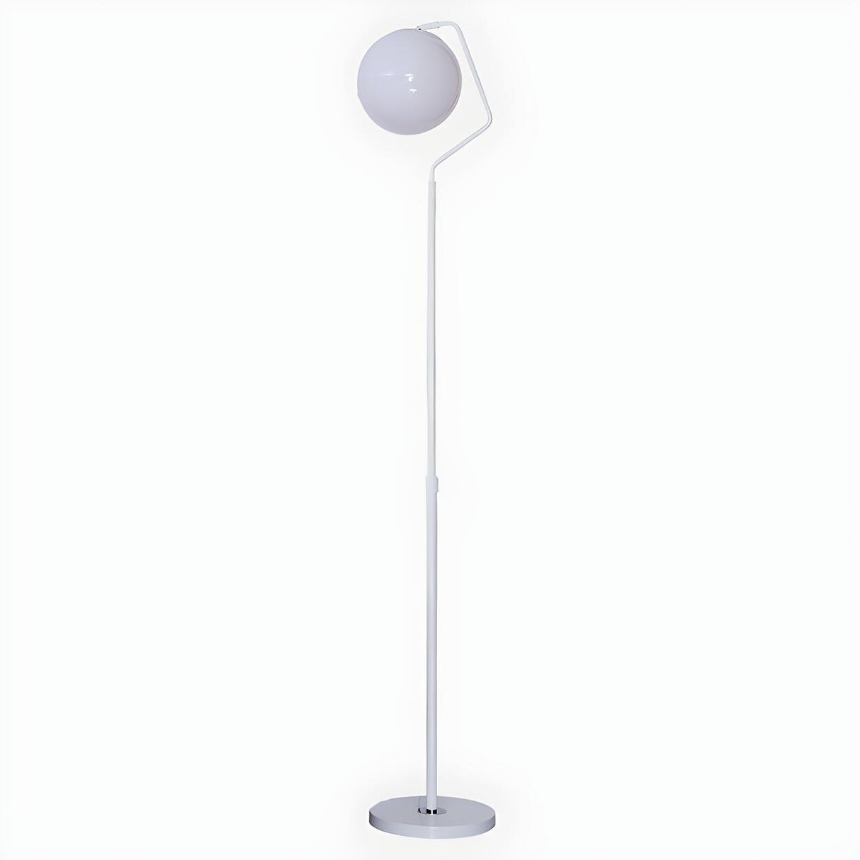 Minimalist White Round Globe Metal LED Floor Lamp Image - 10