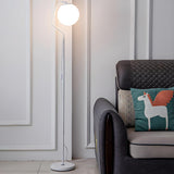 Minimalist White Round Globe Metal LED Floor Lamp Image - 14