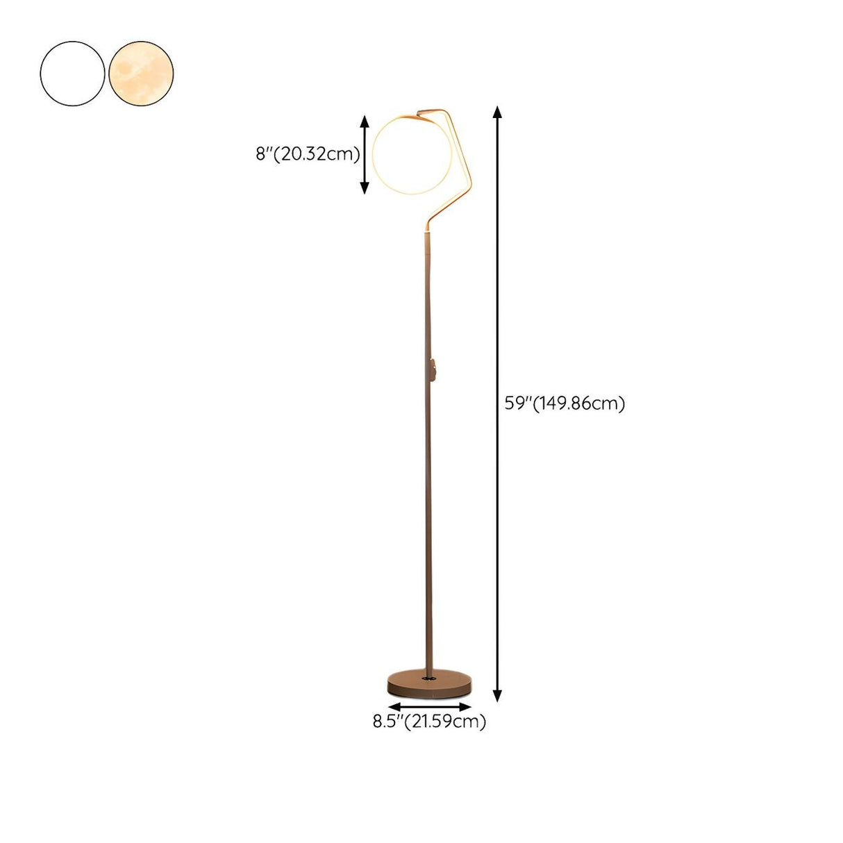 Minimalist White Round Globe Metal LED Floor Lamp 