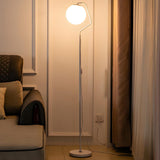 Minimalist White Round Globe Metal LED Floor Lamp Image - 5