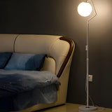 Minimalist White Round Globe Metal LED Floor Lamp Image - 8