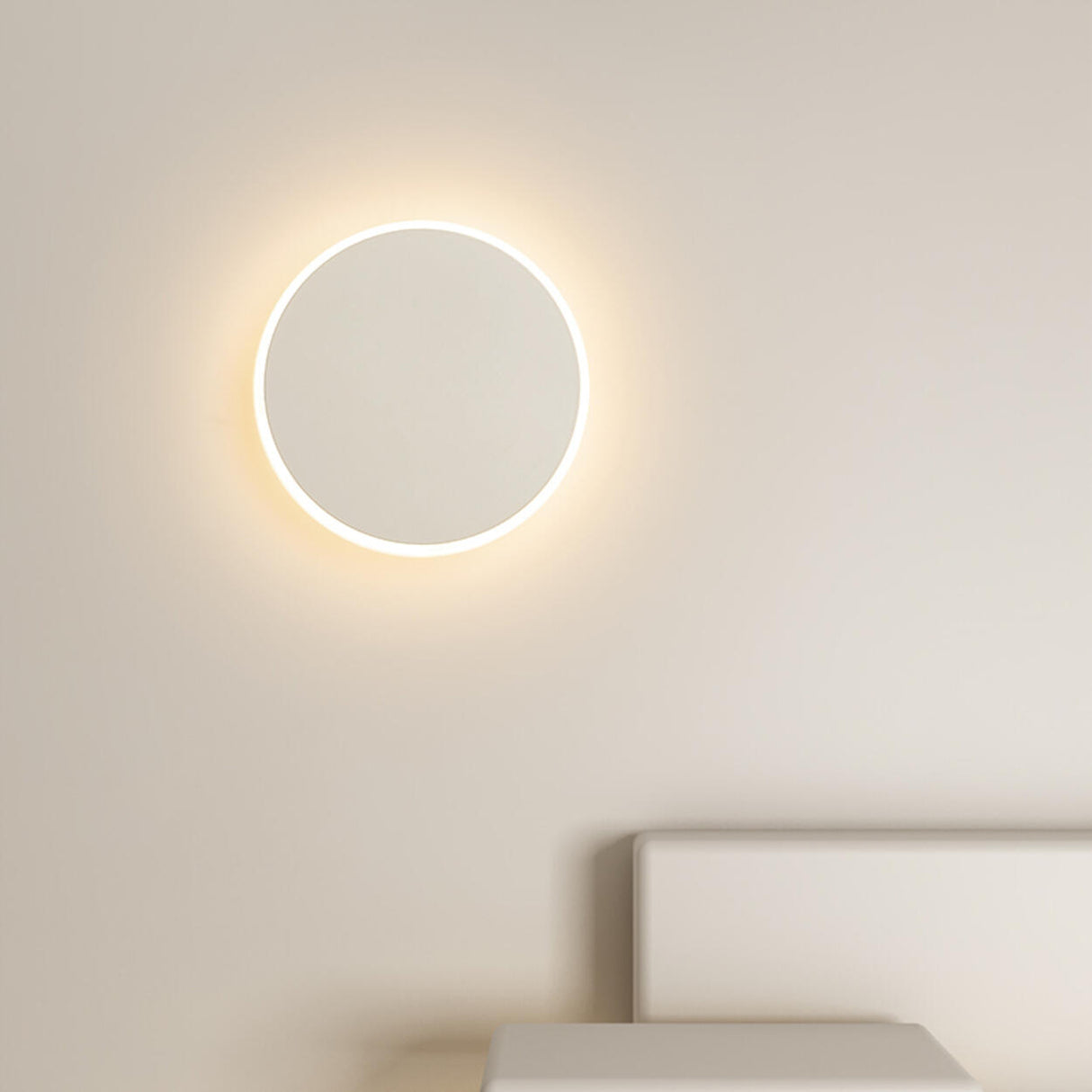 Minimalist White Round LED Acrylic Wall Sconce Image - 1