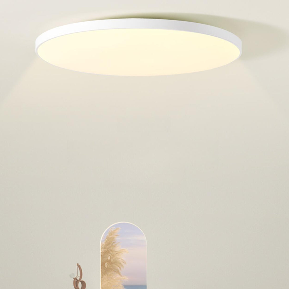 Minimalist White Round LED Flush Mount Ceiling Light  Image - 4