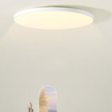 Minimalist White Round LED Flush Mount Ceiling Light  Image - 4