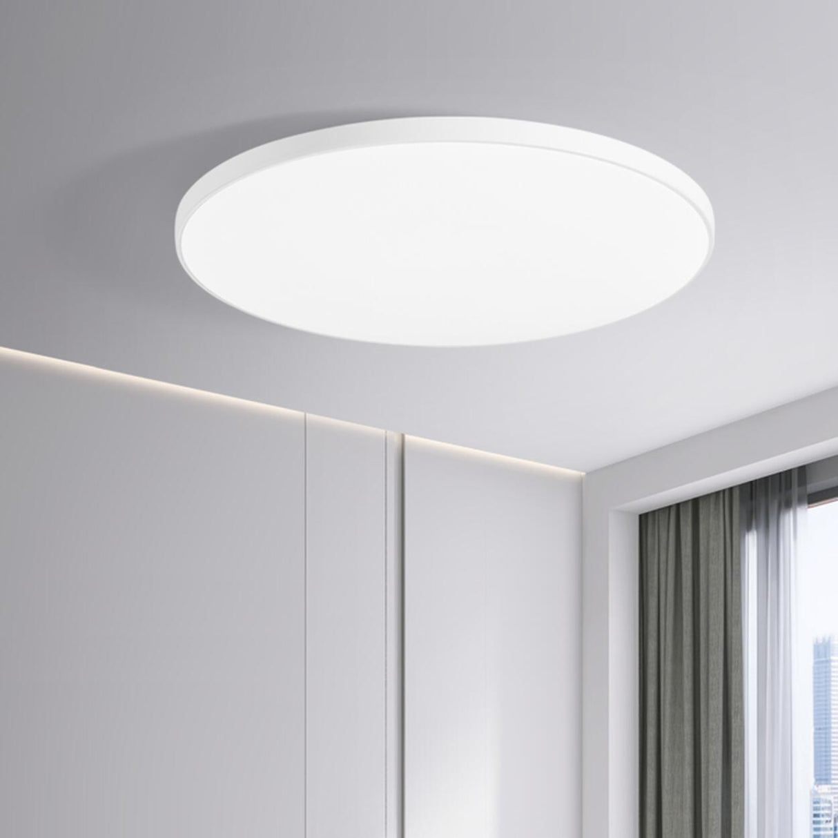 Minimalist White Round LED Flush Mount Ceiling Light  Image - 6