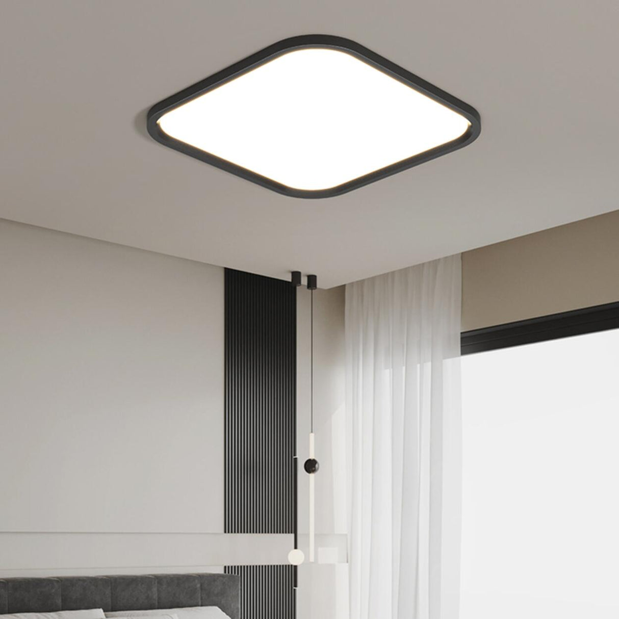 Minimalist White Round LED Flush Mount Light Bedroom Image - 4