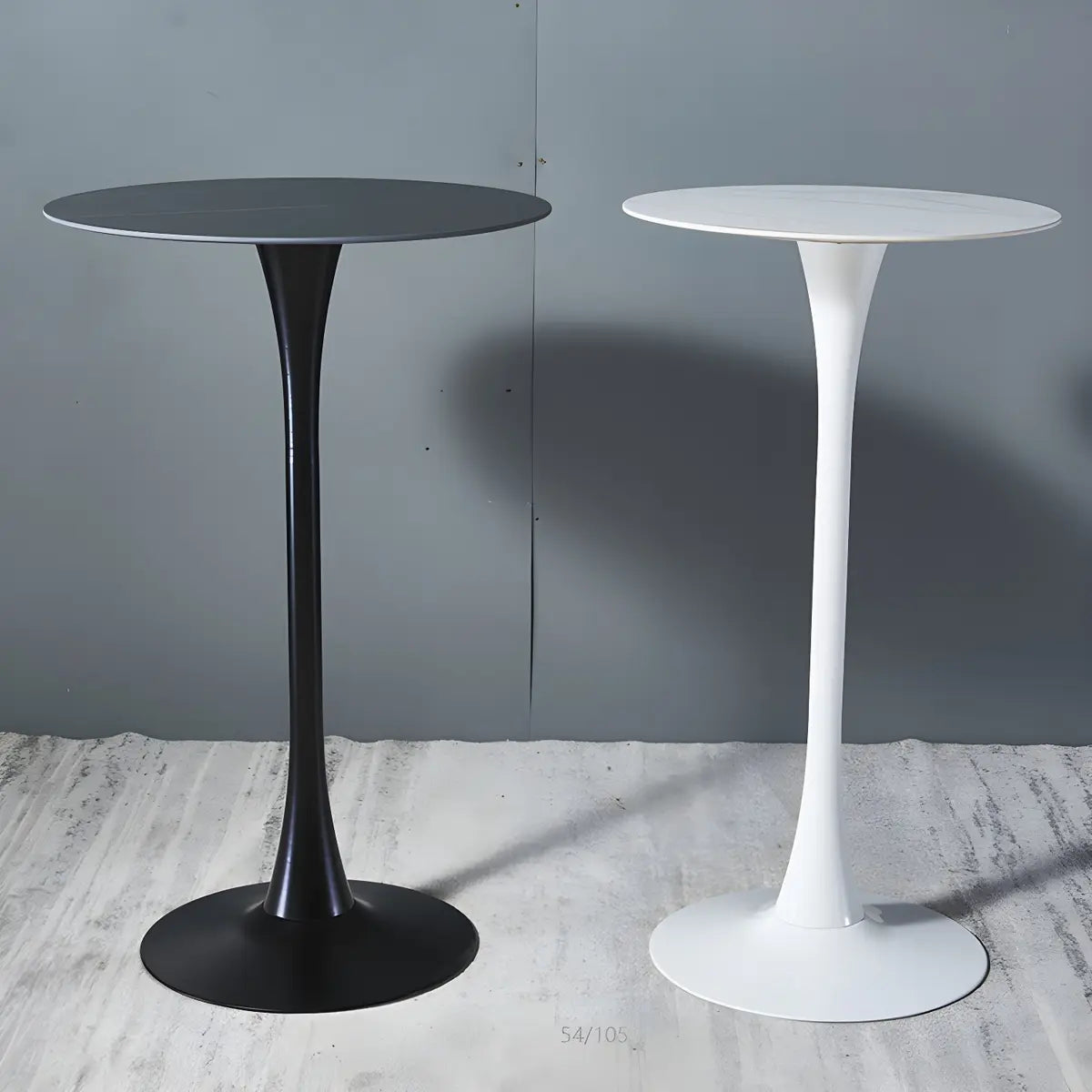 Minimalist White Round Metal Small Cocktail Bar Table Image - 14