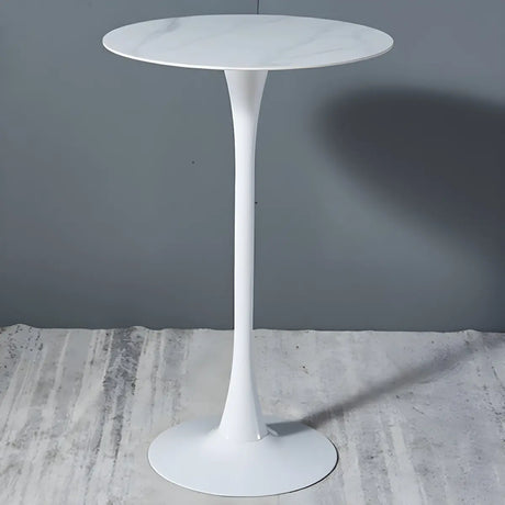 Minimalist White Round Metal Small Cocktail Bar Table Image - 2