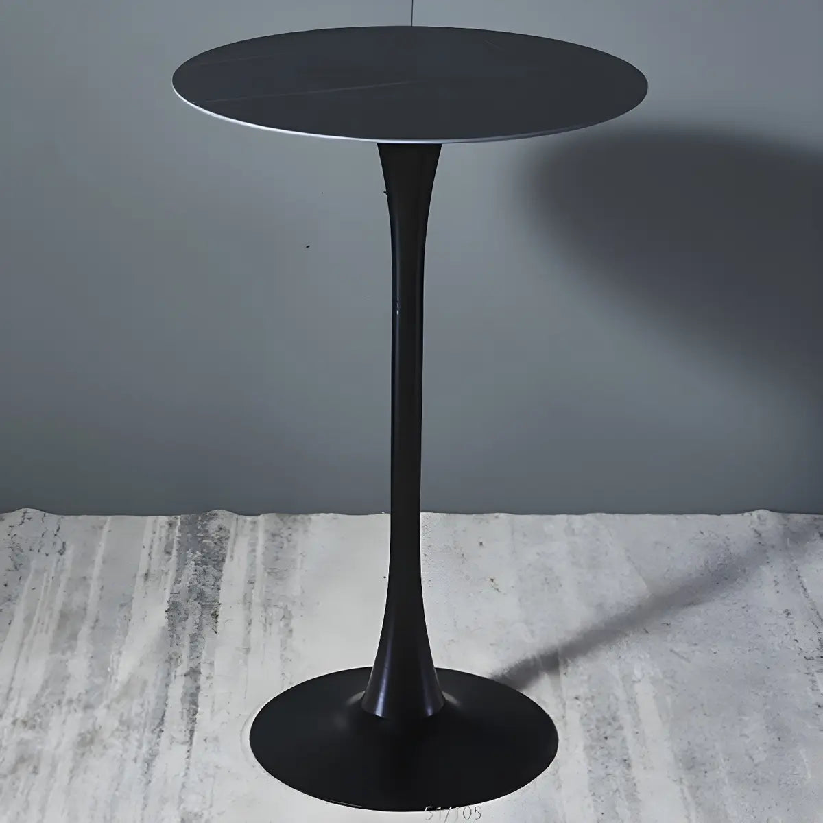 Minimalist White Round Metal Small Cocktail Bar Table Image - 3