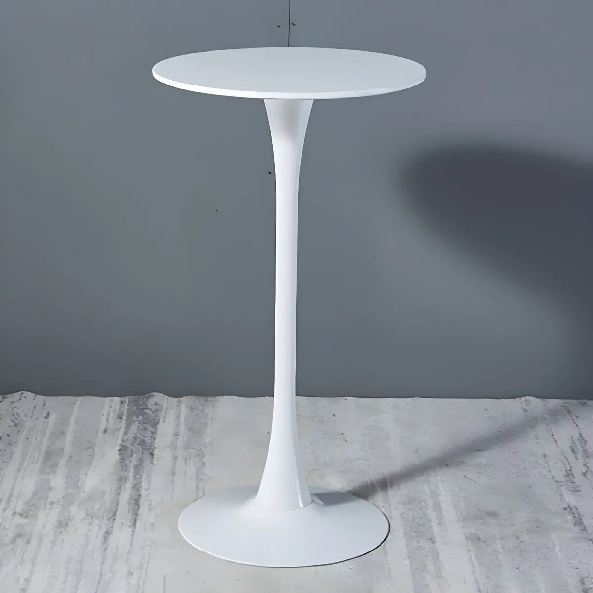 Minimalist White Round Metal Small Cocktail Bar Table Image - 5