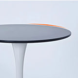 Minimalist White Round Metal Small Cocktail Bar Table Image - 8