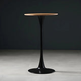 Minimalist White Round Metal Small Cocktail Bar Table Image - 9