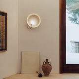 Minimalist White Shade Round Metal LED Wall Sconce Image - 1