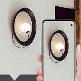 Minimalist White Shade Round Metal LED Wall Sconce Image - 15