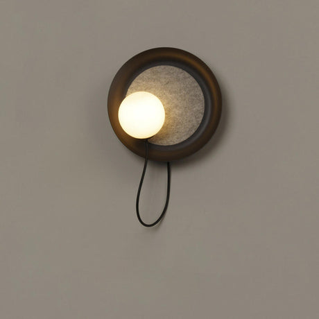 Minimalist White Shade Round Metal LED Wall Sconce Image - 2