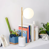 Minimalist White Sphere Shade Marble Base Table Lamp Image - 13