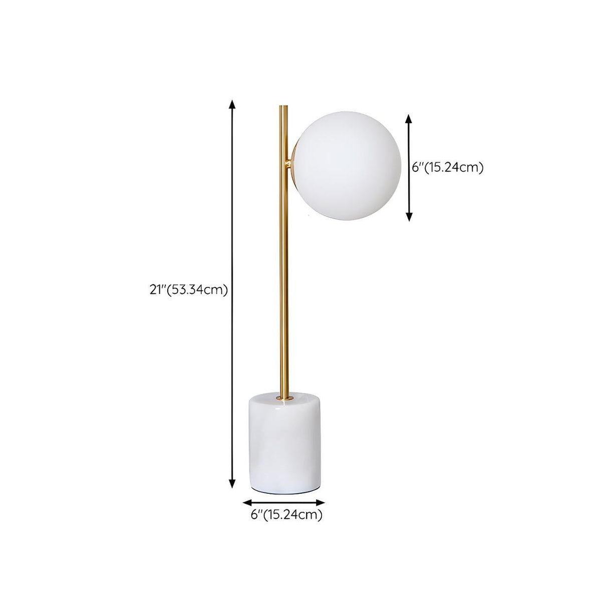 Minimalist White Sphere Shade Marble Base Table Lamp 