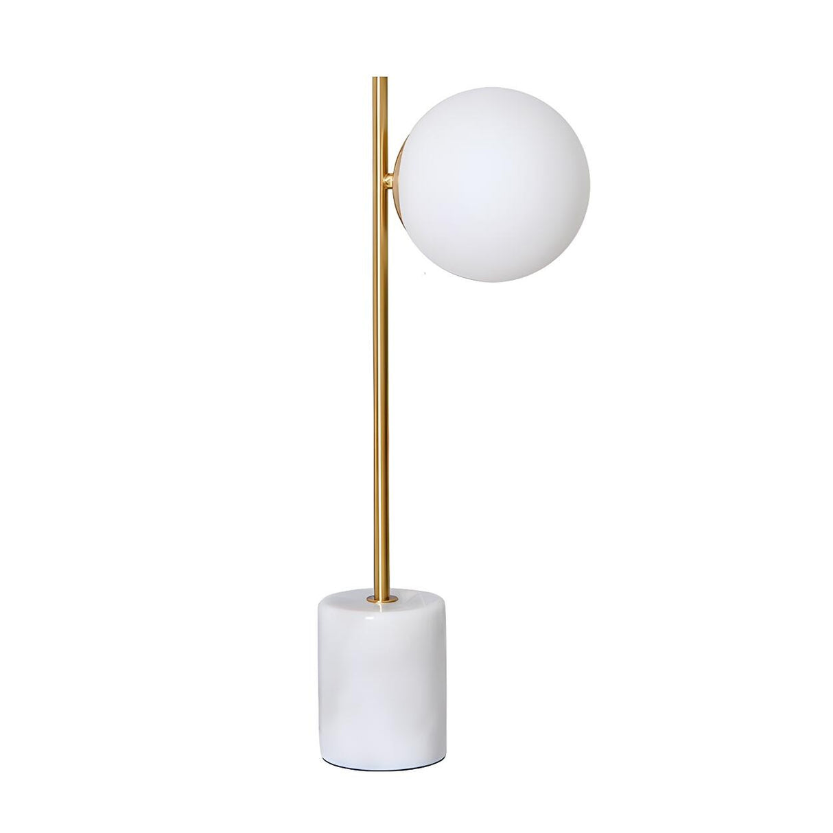 Minimalist White Sphere Shade Marble Base Table Lamp Image - 5